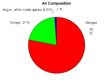 Percentage of gases that make up air